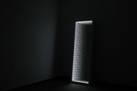 Off Grid Series, 2022 68,6 cm x 192 cm x 10 cm Mirror, Glas, Foil, LED